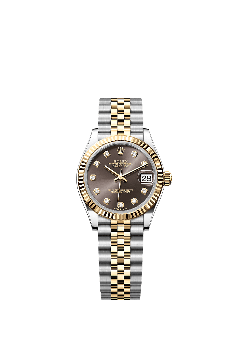 Rolex Datejust 31 Stainless Steel / Yellow Gold / Fluted / Grey - Diamond / Jubilee — Ref. 278273