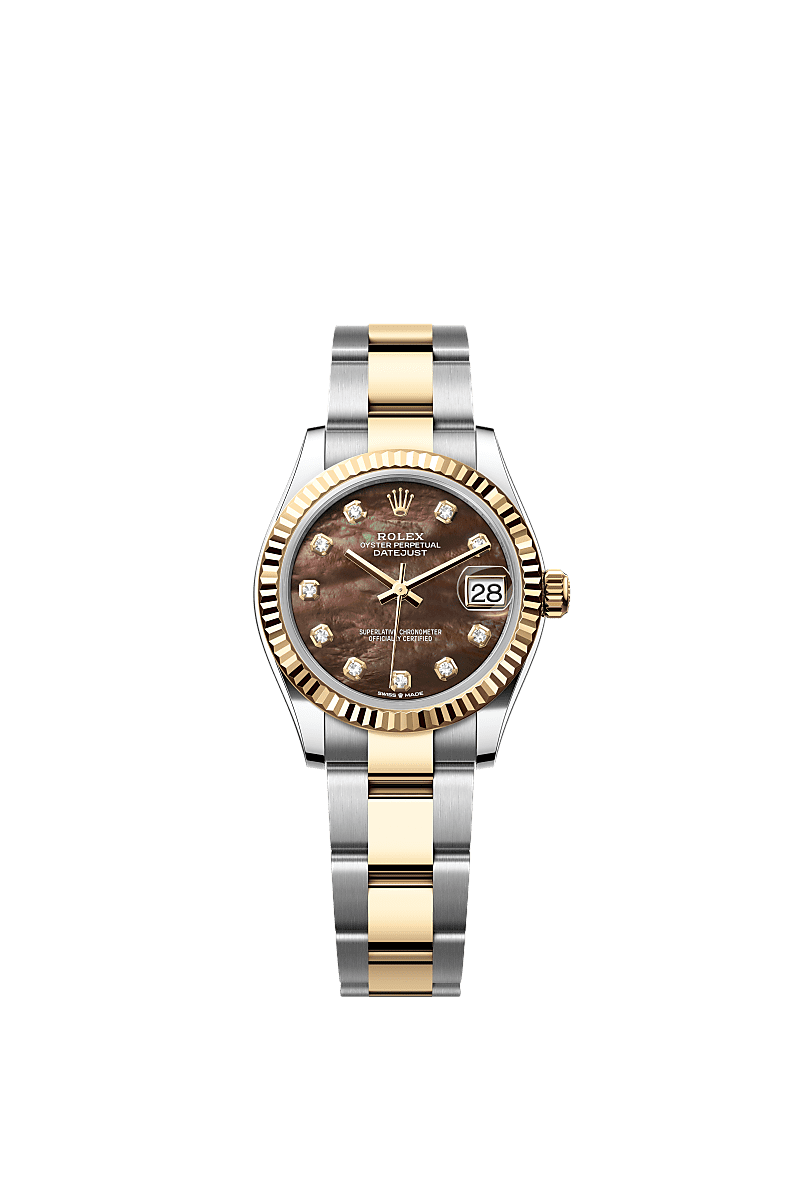 Rolex Datejust 31 Stainless Steel / Yellow Gold / Fluted / Black MOP / Oyster — Ref. 278273