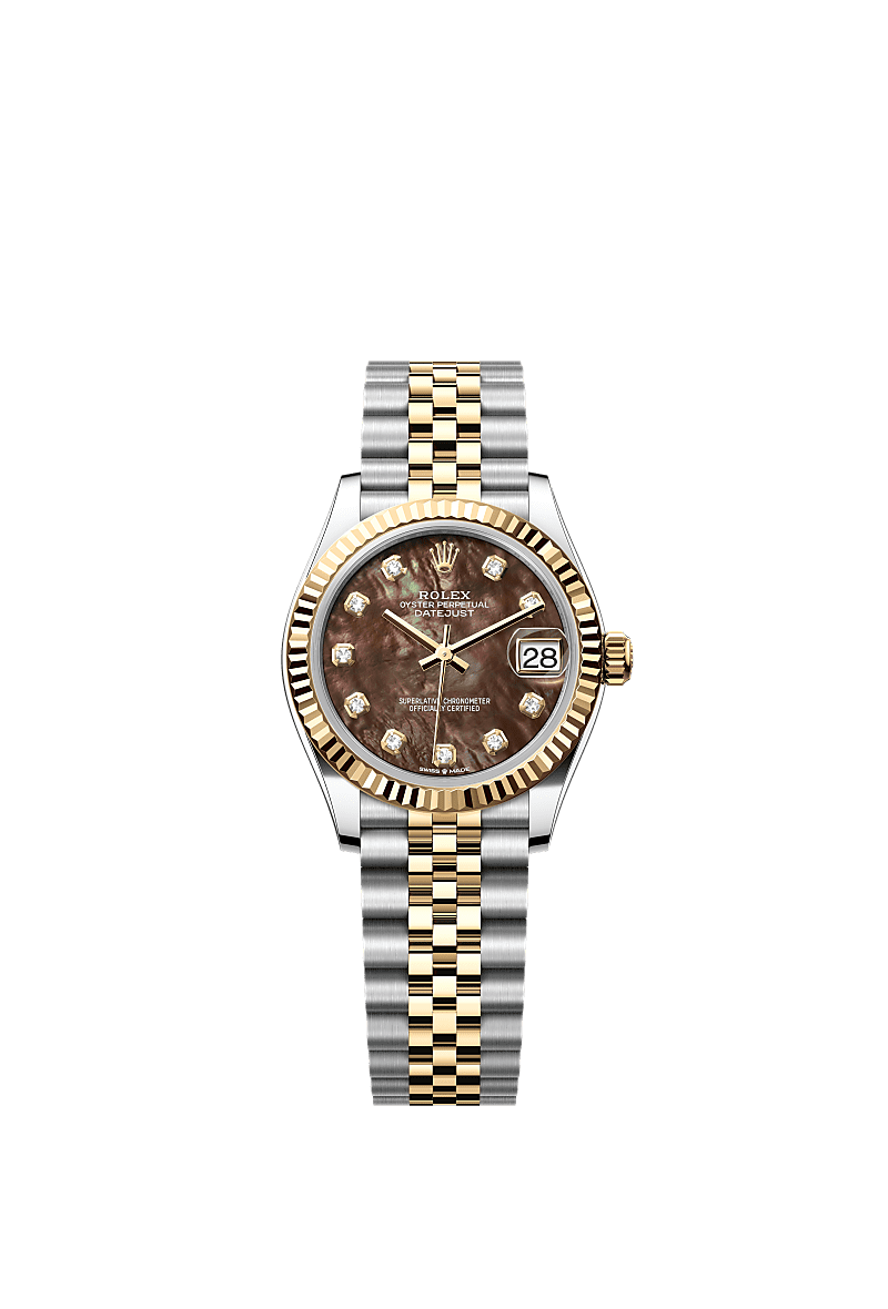 Rolex Datejust 31 Stainless Steel / Yellow Gold / Fluted / Black MOP / Jubilee — Ref. 278273