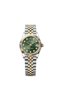 Rolex Datejust 31 Stainless Steel / Yellow Gold / Fluted / Olive - Diamond / Jubilee — Ref. 278273