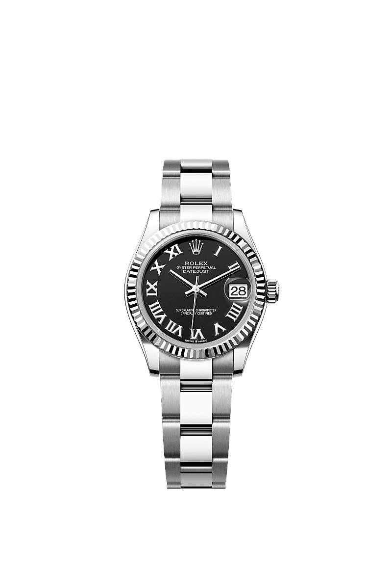Rolex Datejust 31 Stainless Steel Fluted / Oyster / Black - Roman — Ref. 278274