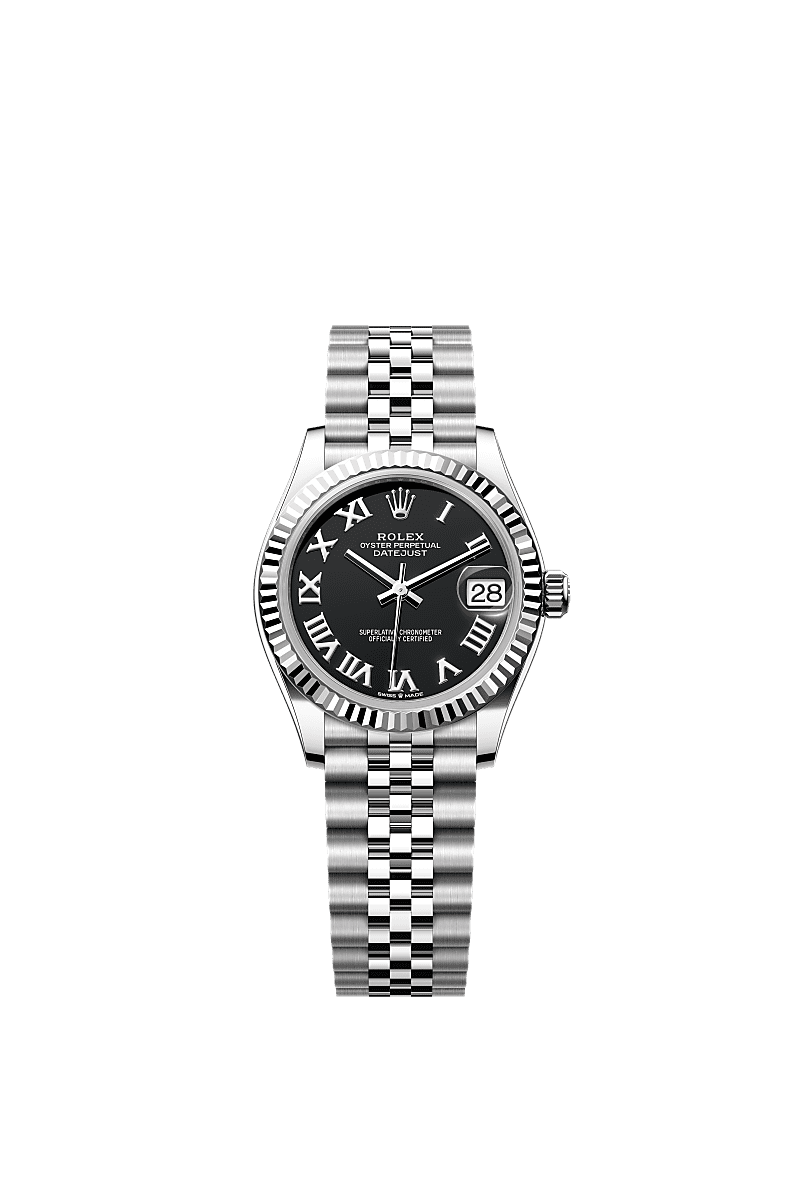 Rolex Datejust 31 Stainless Steel Fluted / Jubilee / Black - Roman — Ref. 278274