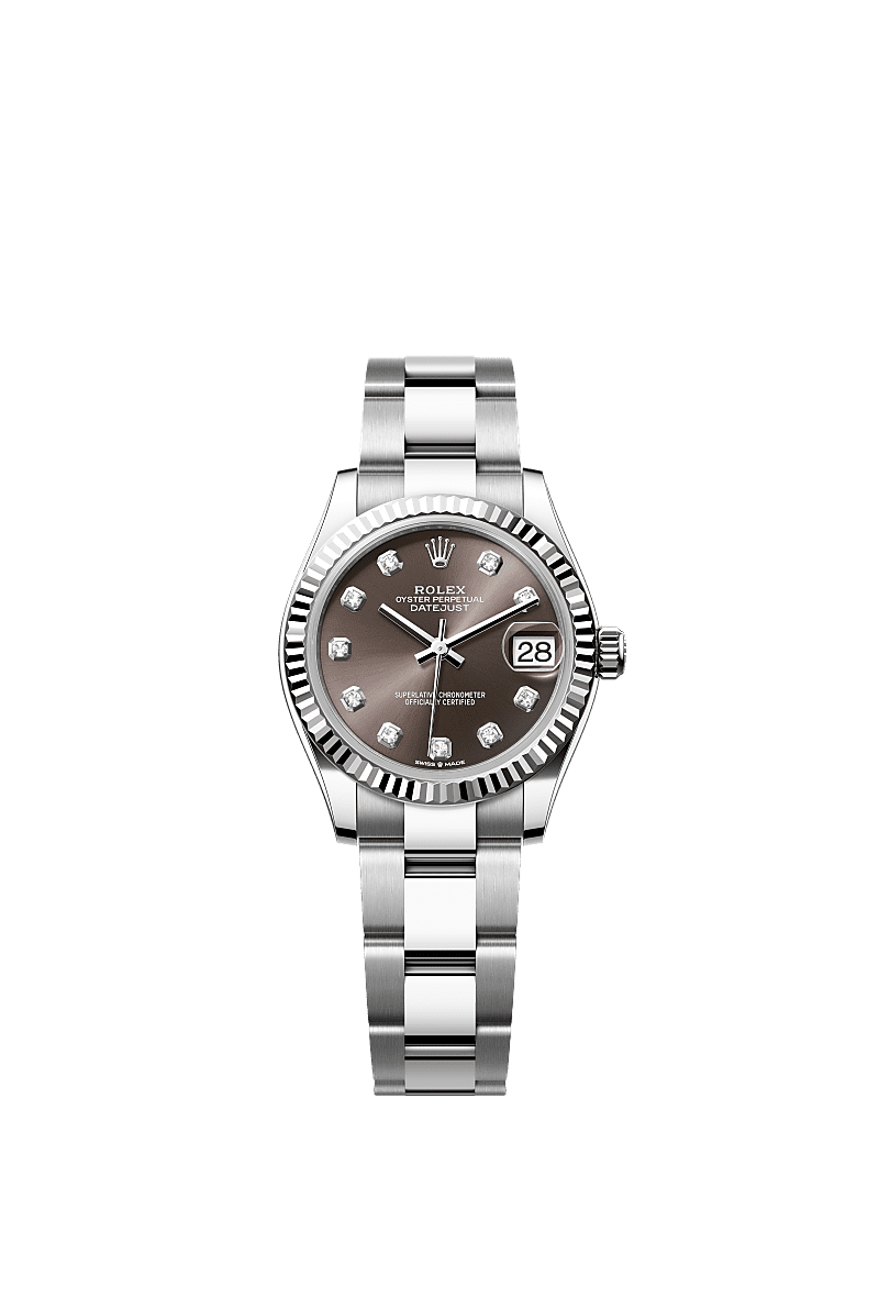 Rolex Datejust 31 Stainless Steel Fluted / Oyster / Grey - Diamonds — Ref. 278274