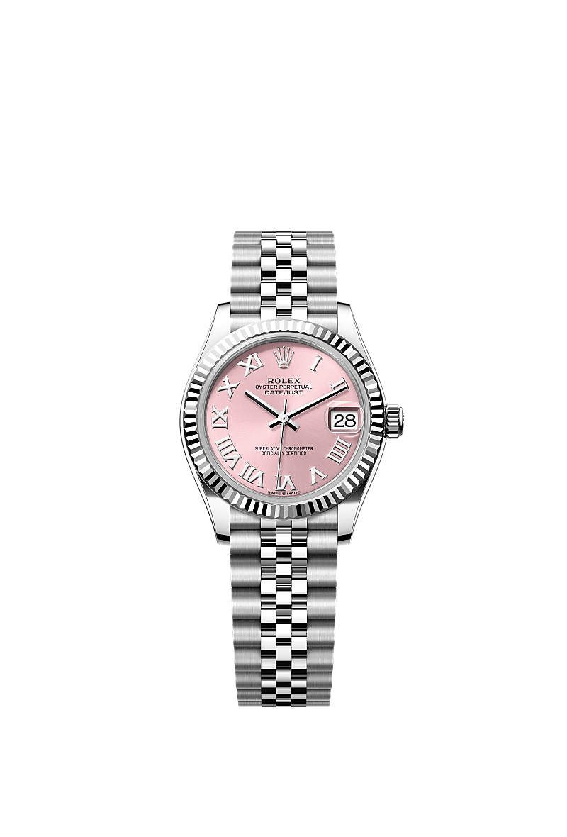Rolex Datejust 31 Stainless Steel Fluted / Jubilee / Pink - Roman — Ref. 278274