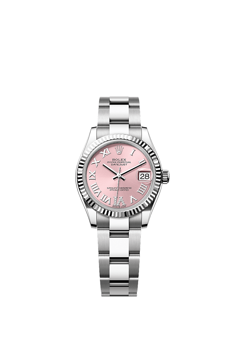 Rolex Datejust 31 Stainless Steel Fluted / Oyster / Pink - Roman — Ref. 278274