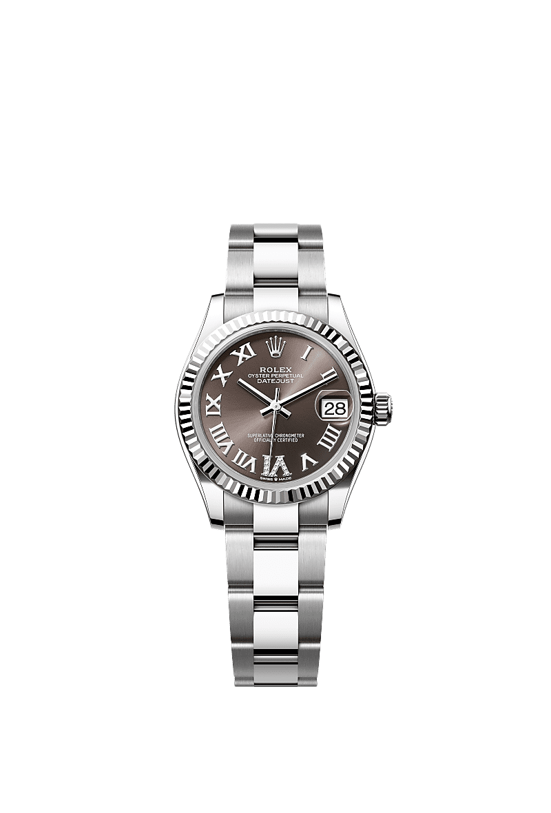 Rolex Datejust 31 Stainless Steel Fluted / Oyster / Grey - Roman — Ref. 278274