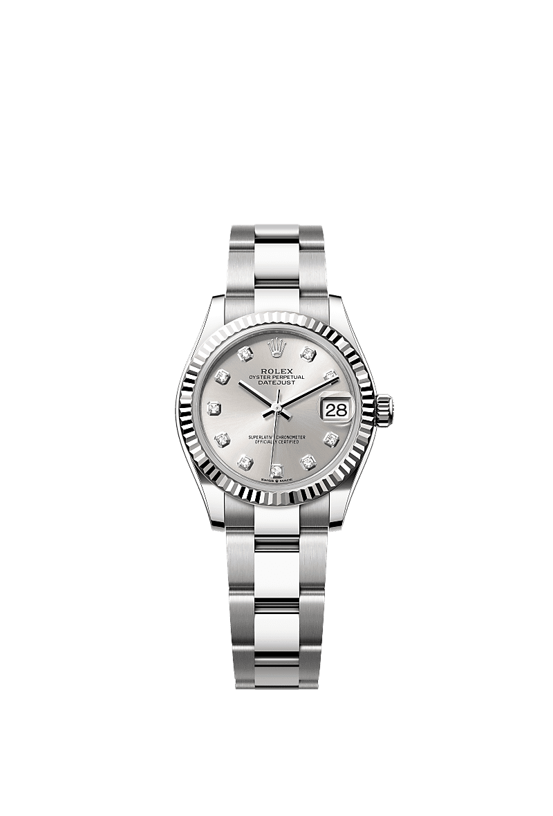 Rolex Datejust 31 Stainless Steel Fluted / Oyster / Silver - Diamond — Ref. 278274