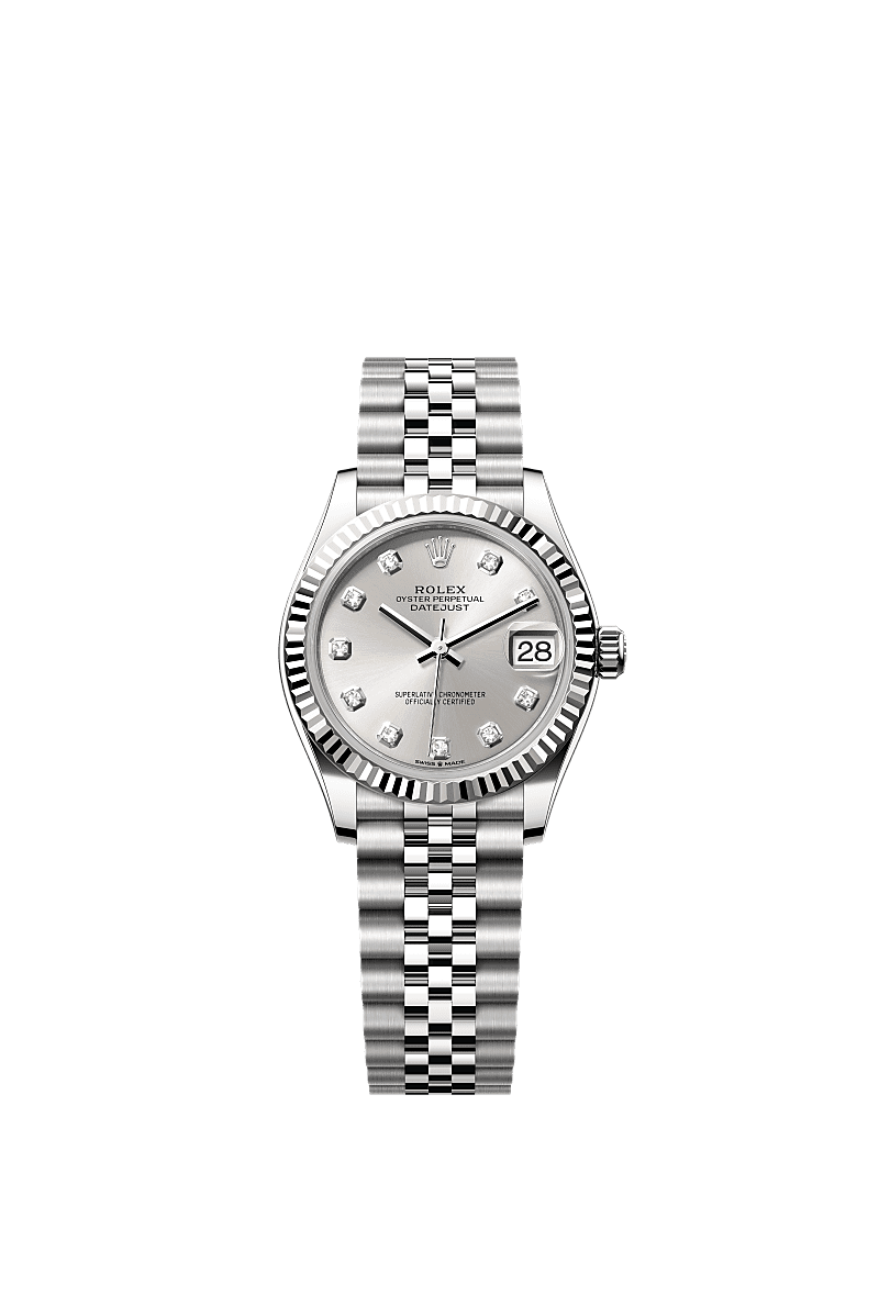 Rolex Datejust 31 Stainless Steel Fluted / Jubilee / Silver - Diamond — Ref. 278274