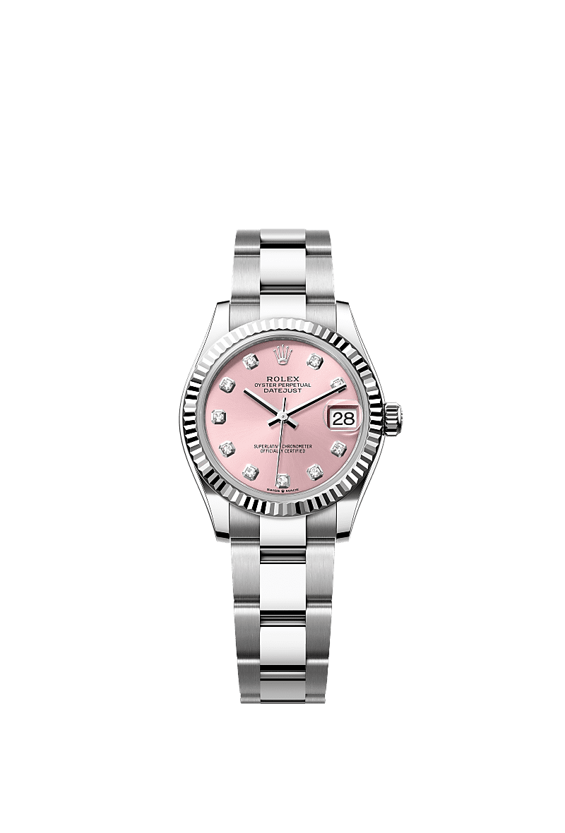 Rolex Datejust 31 Stainless Steel Fluted / Oyster / Pink - Diamond — Ref. 278274