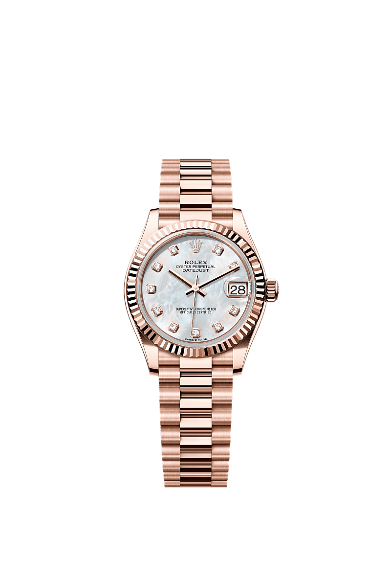 Rolex Datejust 31 Rose Gold / Fluted / President — Ref. 278275