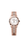 Rolex Datejust 31 Rose Gold / Fluted / White - Roman / President — Ref. 278275