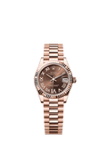 Rolex Datejust 31 Rose Gold / Fluted / Chocolate - Roman / President — Ref. 278275