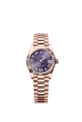 Rolex Datejust 31 Rose Gold / Fluted / Aubergine - Roman / President — Ref. 278275