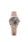 Rolex Datejust 31 Rose Gold / Fluted / Grey - Roman / President — Ref. 278275