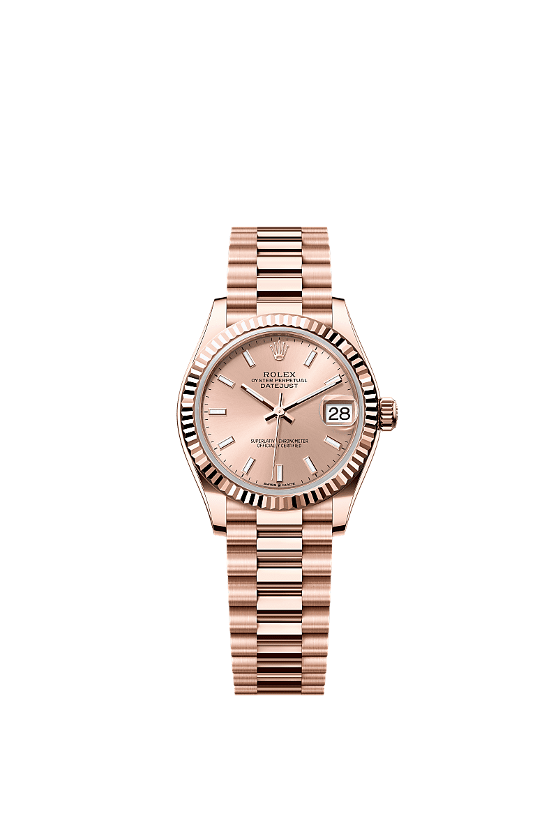 Rolex Datejust 31 Rose Gold / Fluted / Rose / President — Ref. 278275