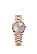 Rolex Datejust 31 Rose Gold / Fluted / Silver - Diamond / President — Ref. 278275