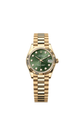 Rolex Datejust 31 Yellow Gold / Fluted / Olive - Diamond / President — Ref. 278278