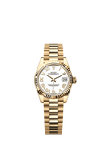 Rolex Datejust 31 Yellow Gold / Fluted / White - Roman / President — Ref. 278278