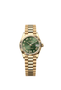 Rolex Datejust 31 Yellow Gold / Fluted / Olive- Roman / President — Ref. 278278