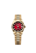 Rolex - Datejust 31 Yellow Gold Fluted / Red Gradient / President — Ref. 278278