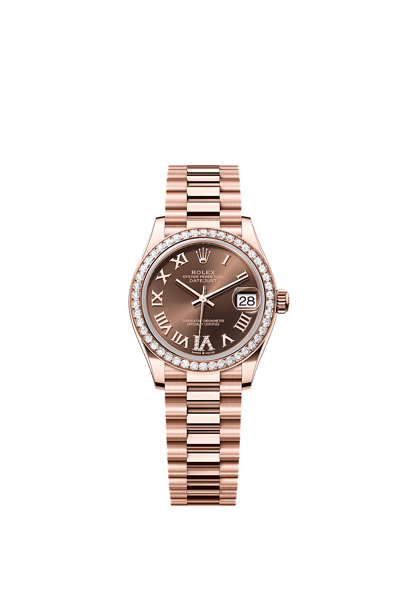 Rolex - Datejust 31 Rose Gold / Diamond / Chocolate - Roman / President — Ref. 278285RBR
