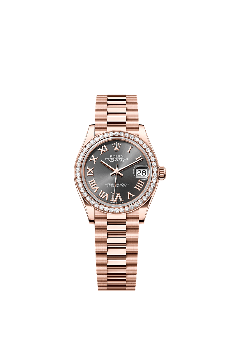 Rolex - Datejust 31 Rose Gold / Diamond / Grey - Roman / President — Ref. 278285RBR