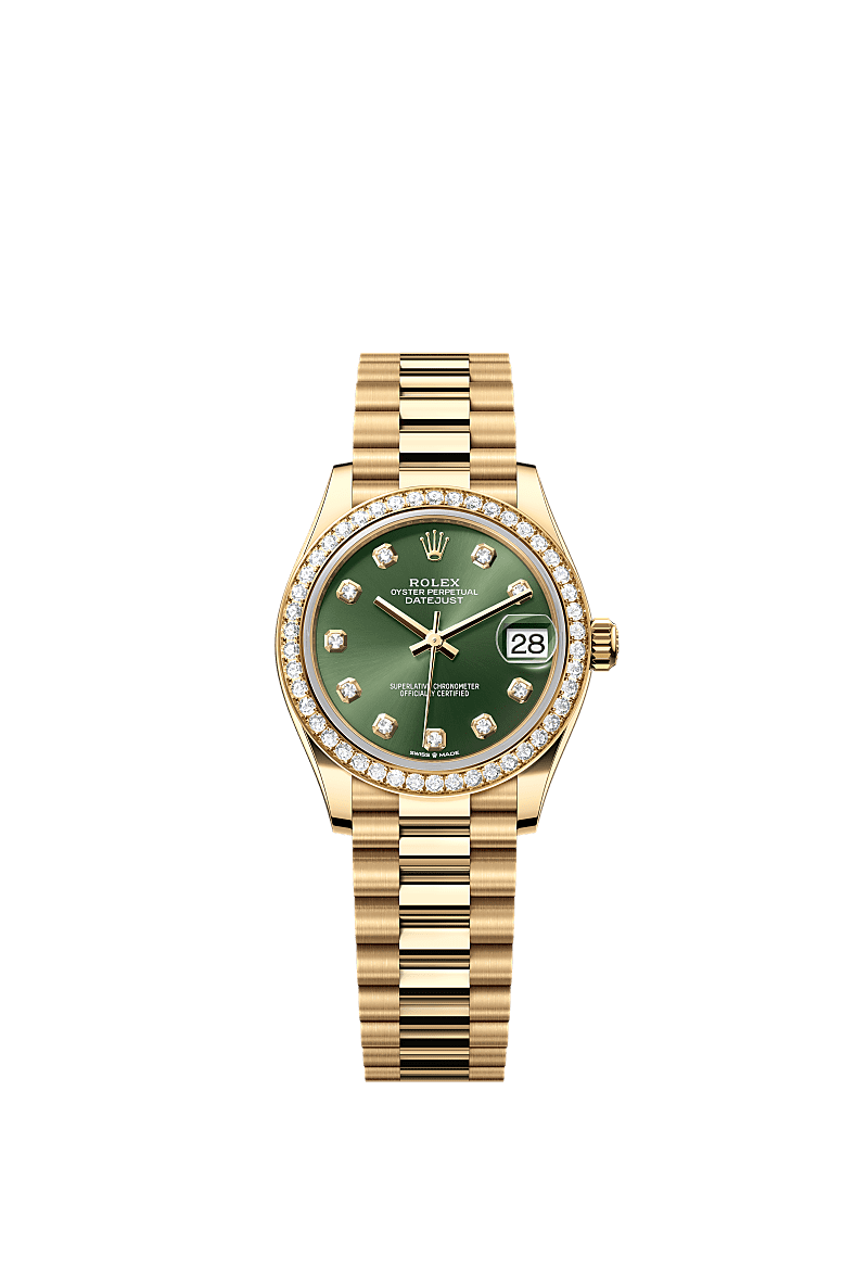 Rolex - Datejust 31 Yellow Gold / Diamond / Olive - Diamond / President — Ref. 278288RBR