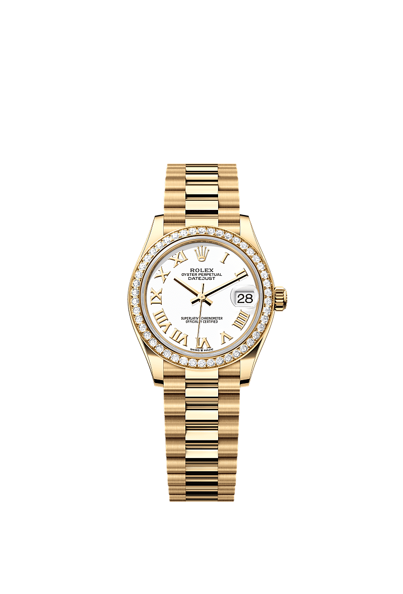 Rolex - Datejust 31 Yellow Gold - Diamond / White - Roman / President — Ref. 278288RBR
