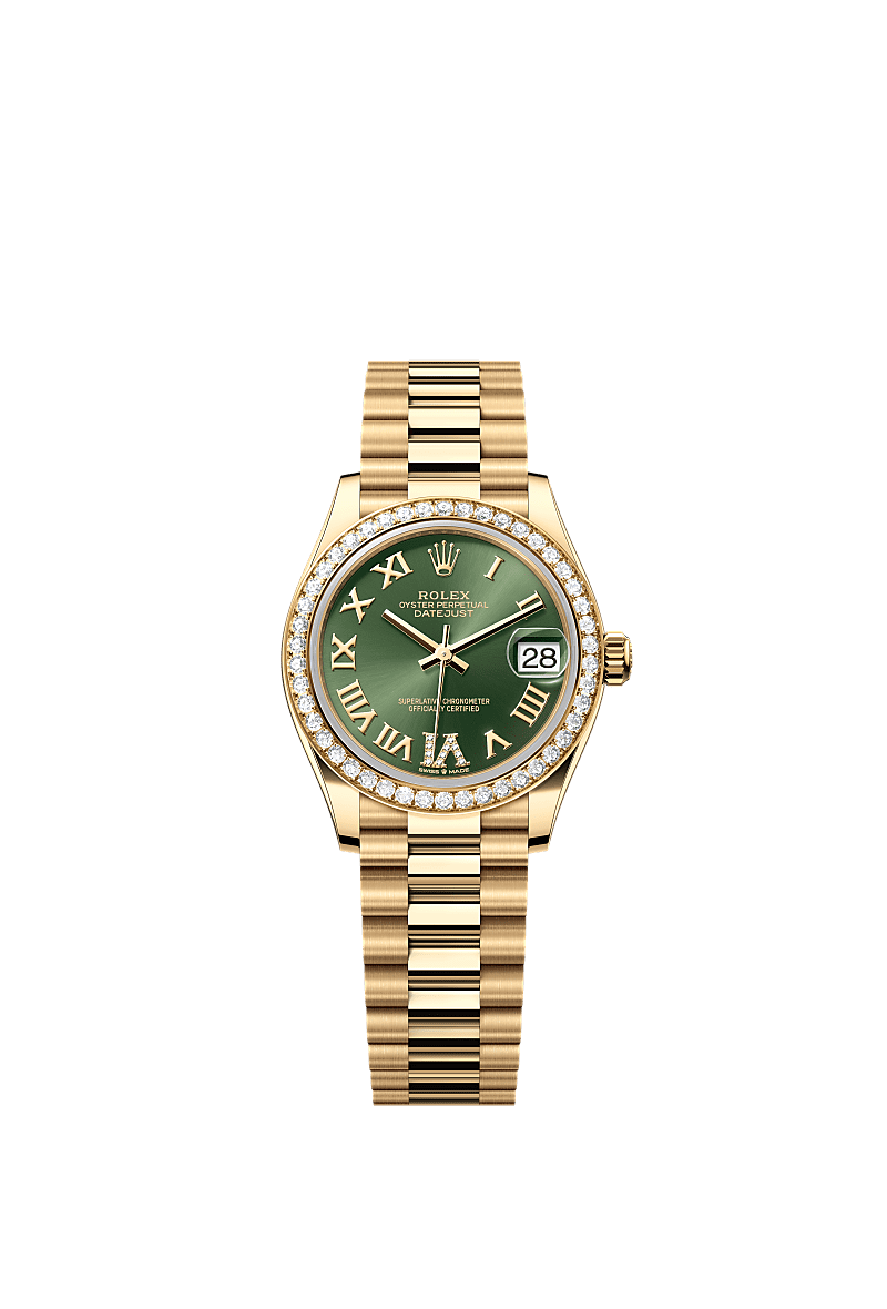 Rolex - Datejust 31 Yellow Gold / Diamond / Olive - Roman / President — Ref. 278288RBR