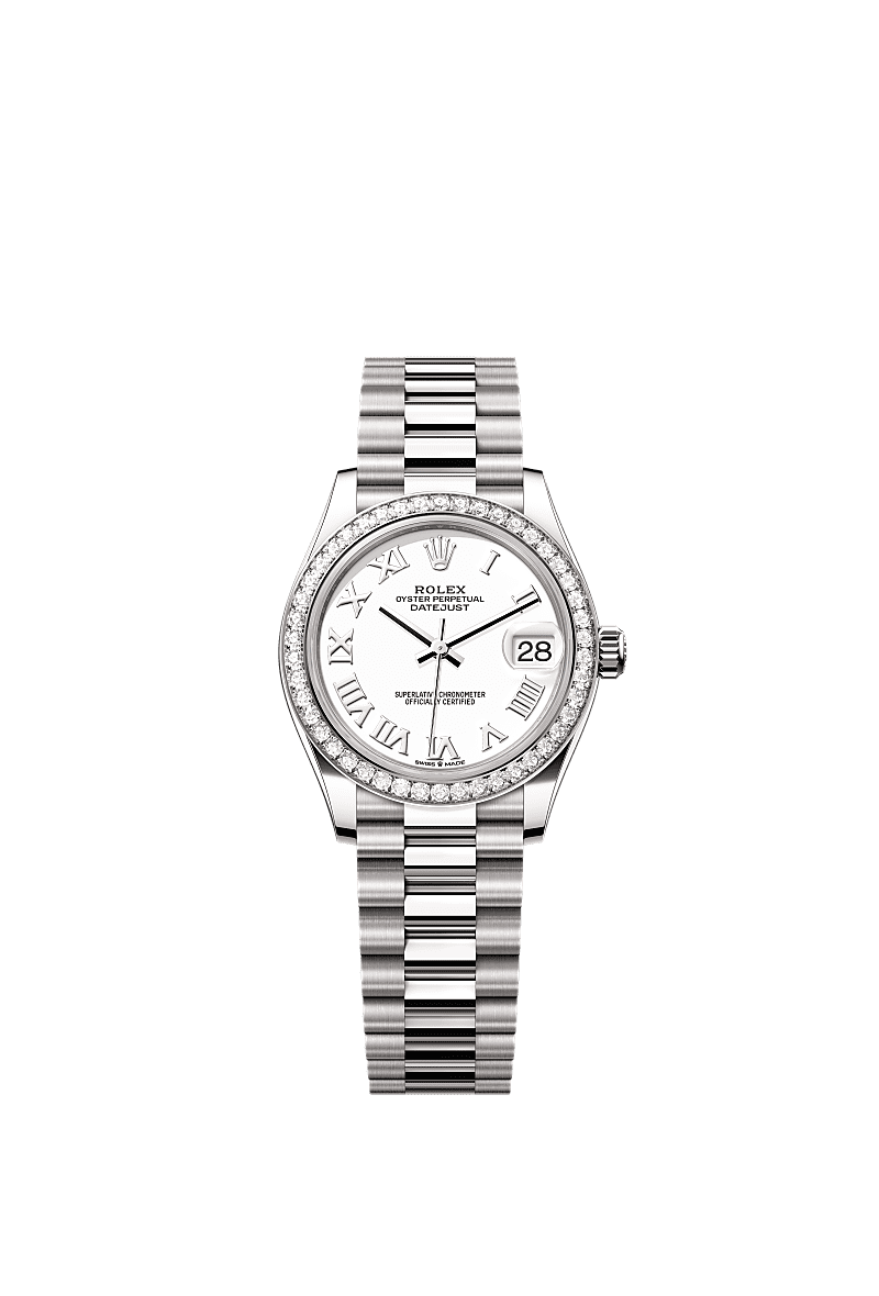 Rolex - Datejust 31 White Gold / Diamond / White - Roman / President — Ref. 278289RBR