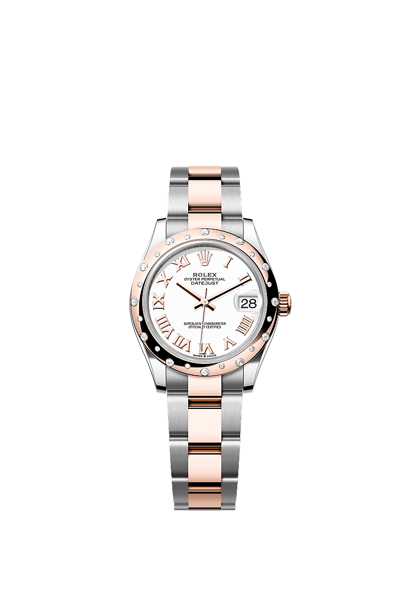 Rolex - Datejust 31 Stainless Steel/ Rose Gold / Domed - Diamond / White - Roman / Oyster — Ref. 278341RBR