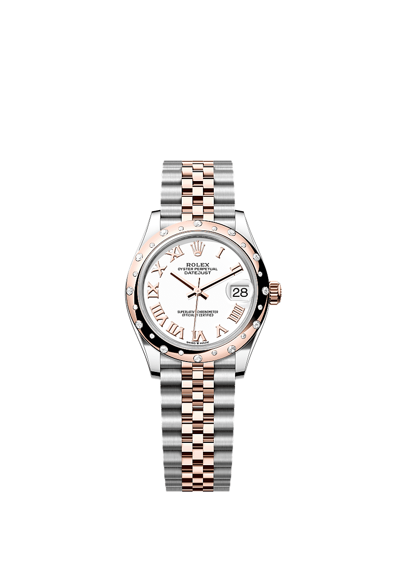 Rolex - Datejust 31 Stainless Steel/ Rose Gold / Domed - Diamond / White - Roman / Jubilee — Ref. 278341RBR