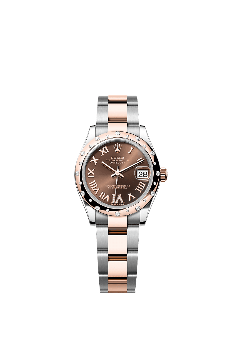 Rolex - Datejust 31 Stainless Steel/ Rose Gold / Domed - Diamond / Chocolate - Roman / Oyster — Ref. 278341RBR