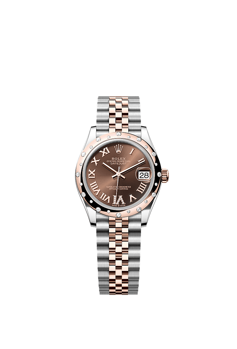Rolex - Datejust 31 Stainless Steel/ Rose Gold / Domed - Diamond / Chocolate - Roman / Jubilee — Ref. 278341RBR