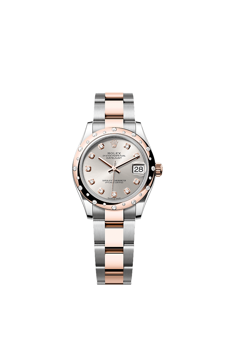 Rolex - Datejust 31 Stainless Steel/ Rose Gold / Domed - Diamond / Silver - Diamond / Oyster — Ref. 278341RBR