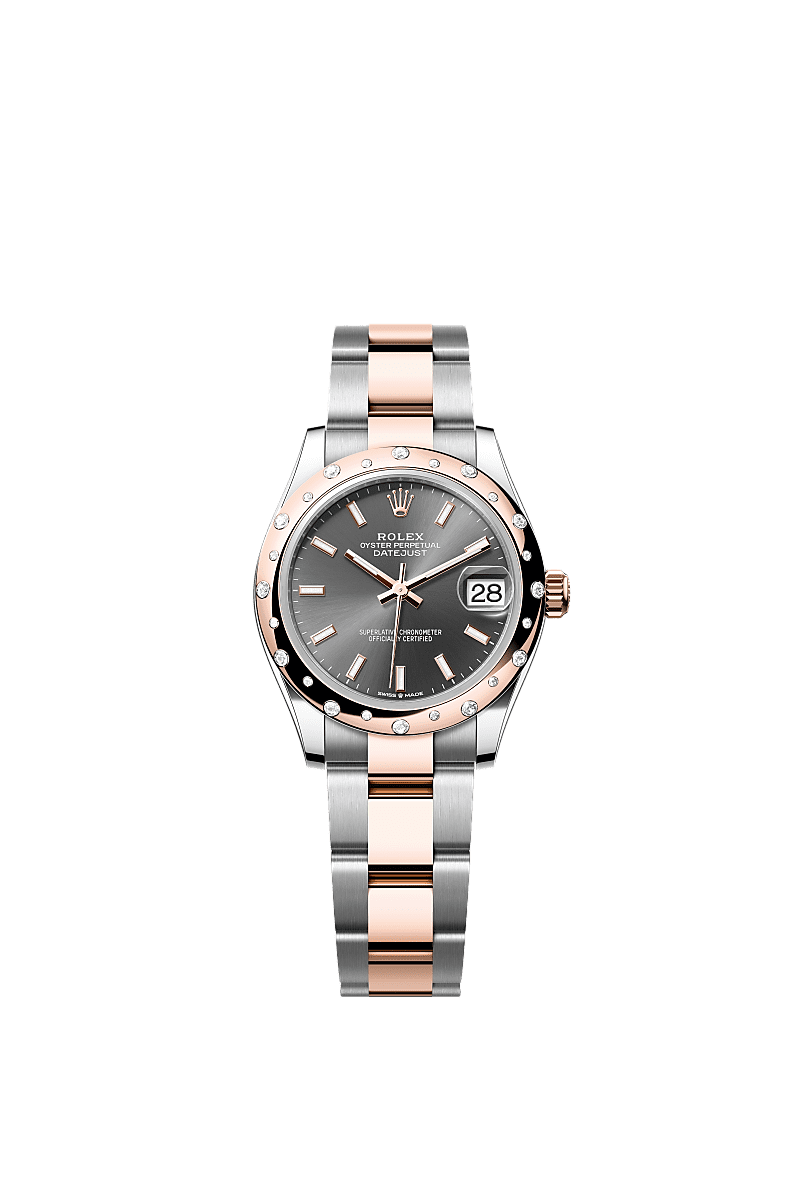 Rolex - Datejust 31 Stainless Steel/ Rose Gold / Domed - Diamond / Grey / Oyster — Ref. 278341RBR