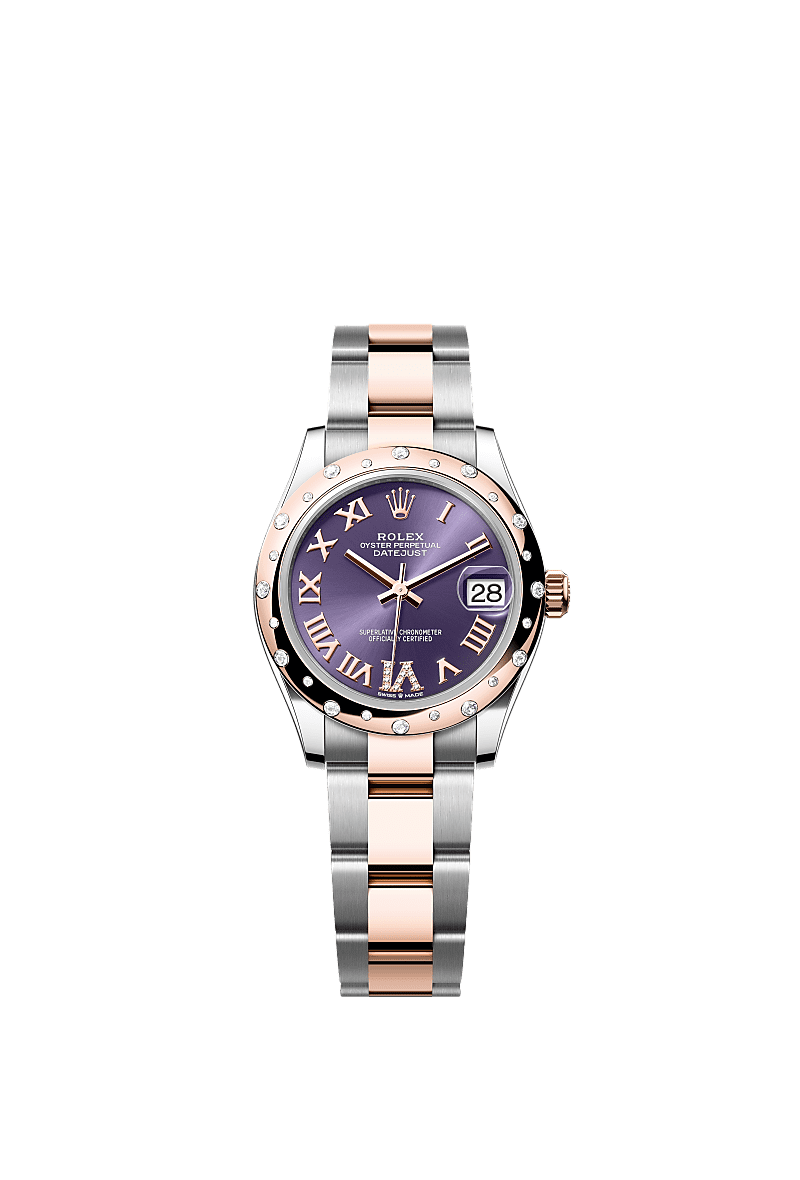 Rolex - Datejust 31 Stainless Steel/ Rose Gold / Domed - Diamond / Aubergine - Roman / Oyster — Ref. 278341RBR