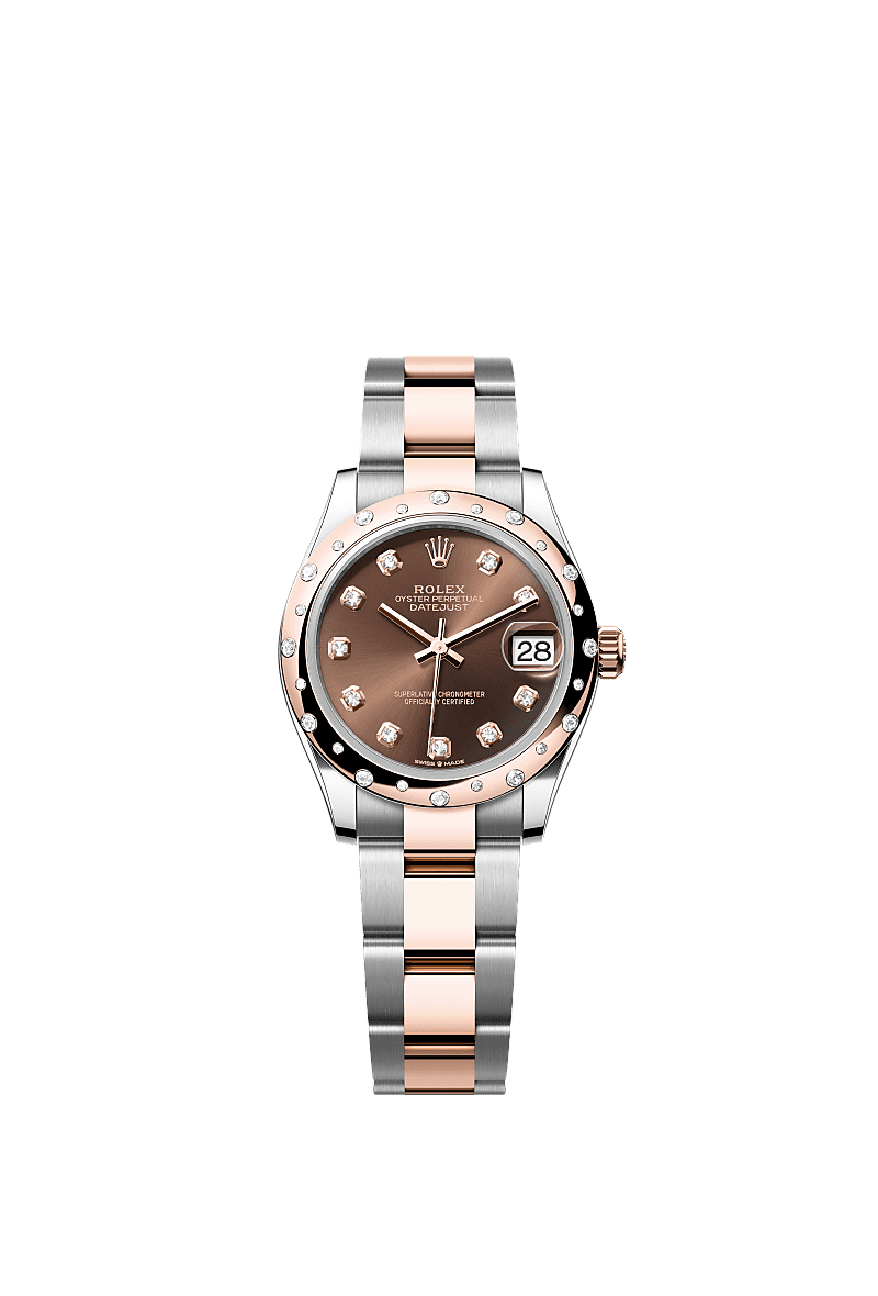 Rolex - Datejust 31 Stainless Steel/ Rose Gold / Domed - Diamond / Chocolate - Diamond / Oyster — Ref. 278341RBR