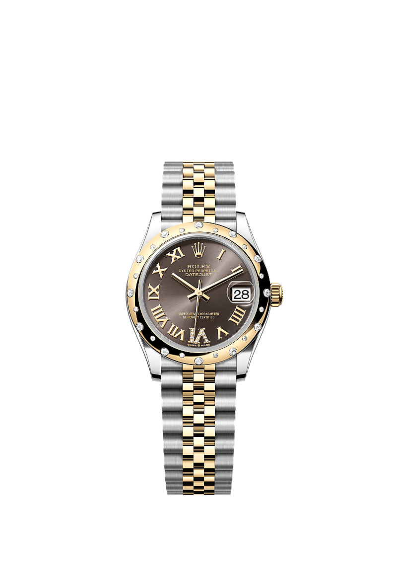 Rolex - Datejust 31 Stainless Steel / Yellow Gold / Domed - Diamond / Grey - Roman / Jubilee — Ref. 278343RBR