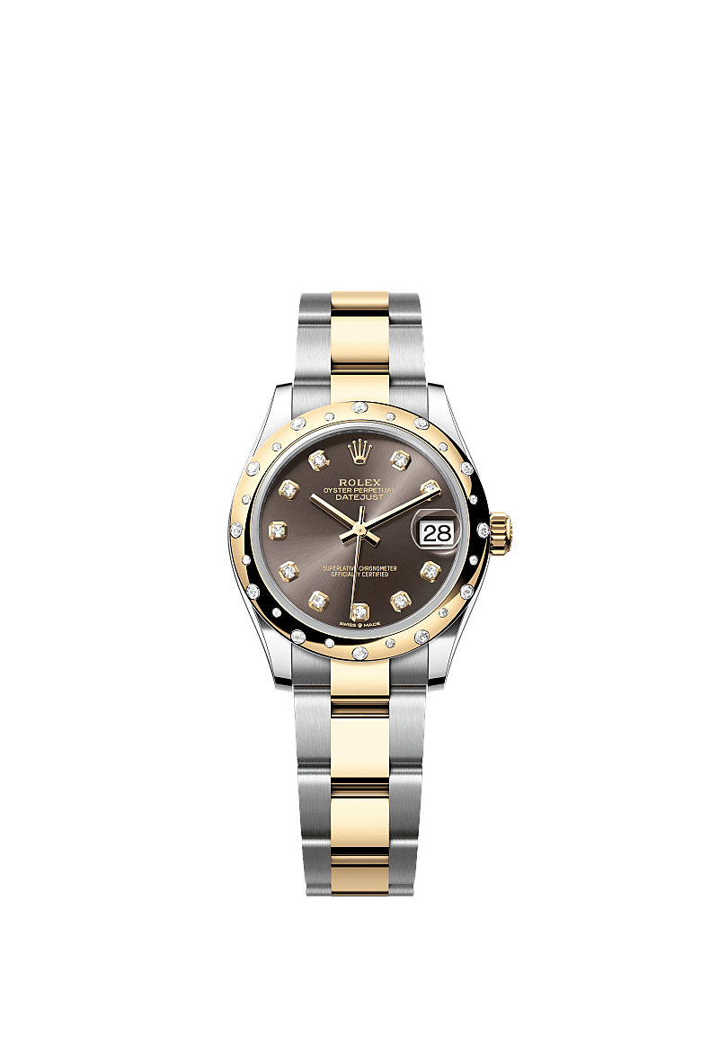 Rolex - Datejust 31 Stainless Steel / Yellow Gold / Domed - Diamond / Grey - Diamond / Oyster — Ref. 278343RBR