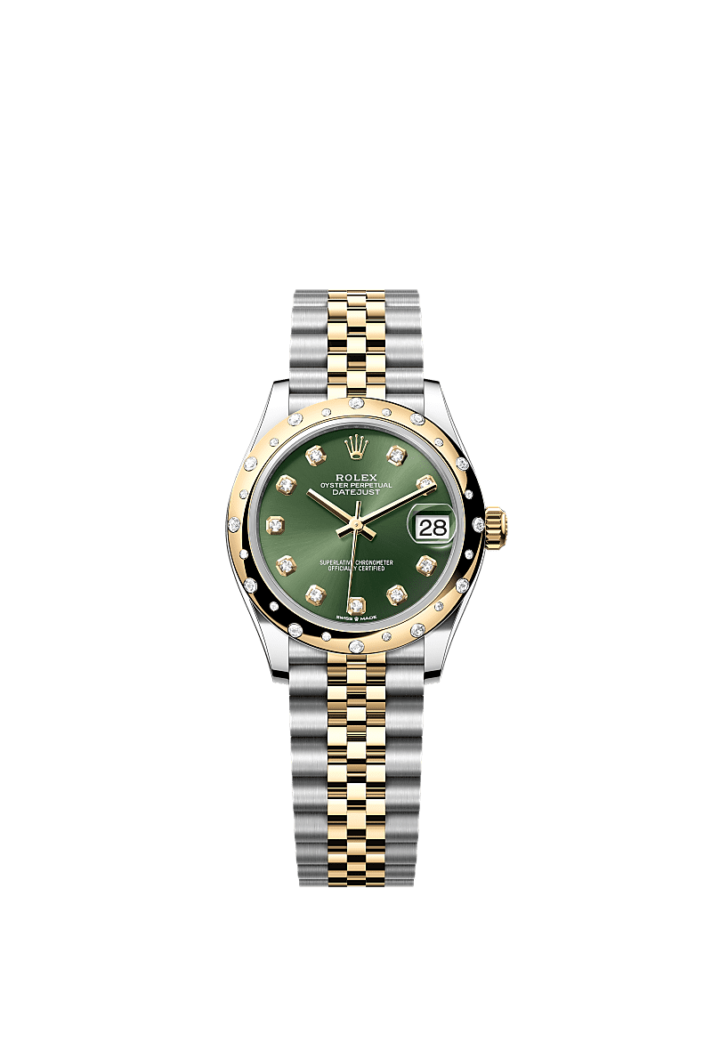 Rolex - Datejust 31 Stainless Steel / Yellow Gold / Domed - Diamond / Olive - Diamond / Jubilee — Ref. 278343RBR