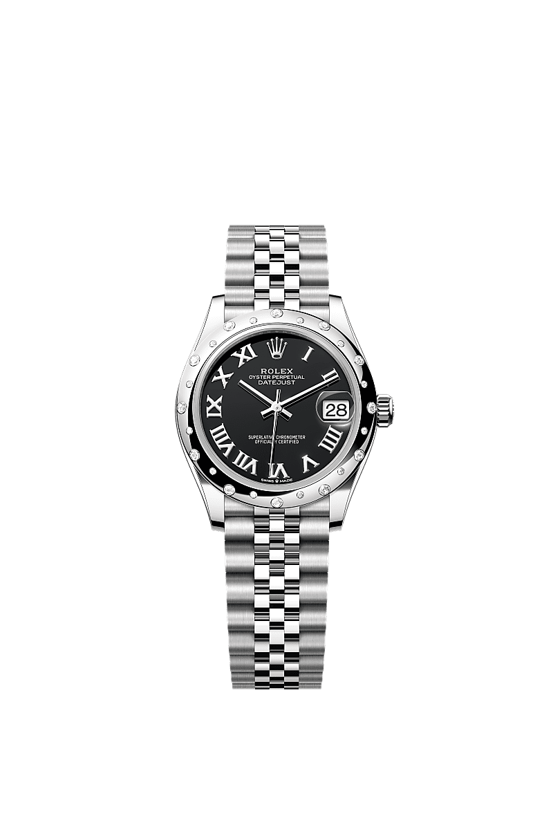 Rolex - Datejust 31 Stainless Steel Domed Diamond / Jubilee / Black - Roman — Ref. 278344RBR