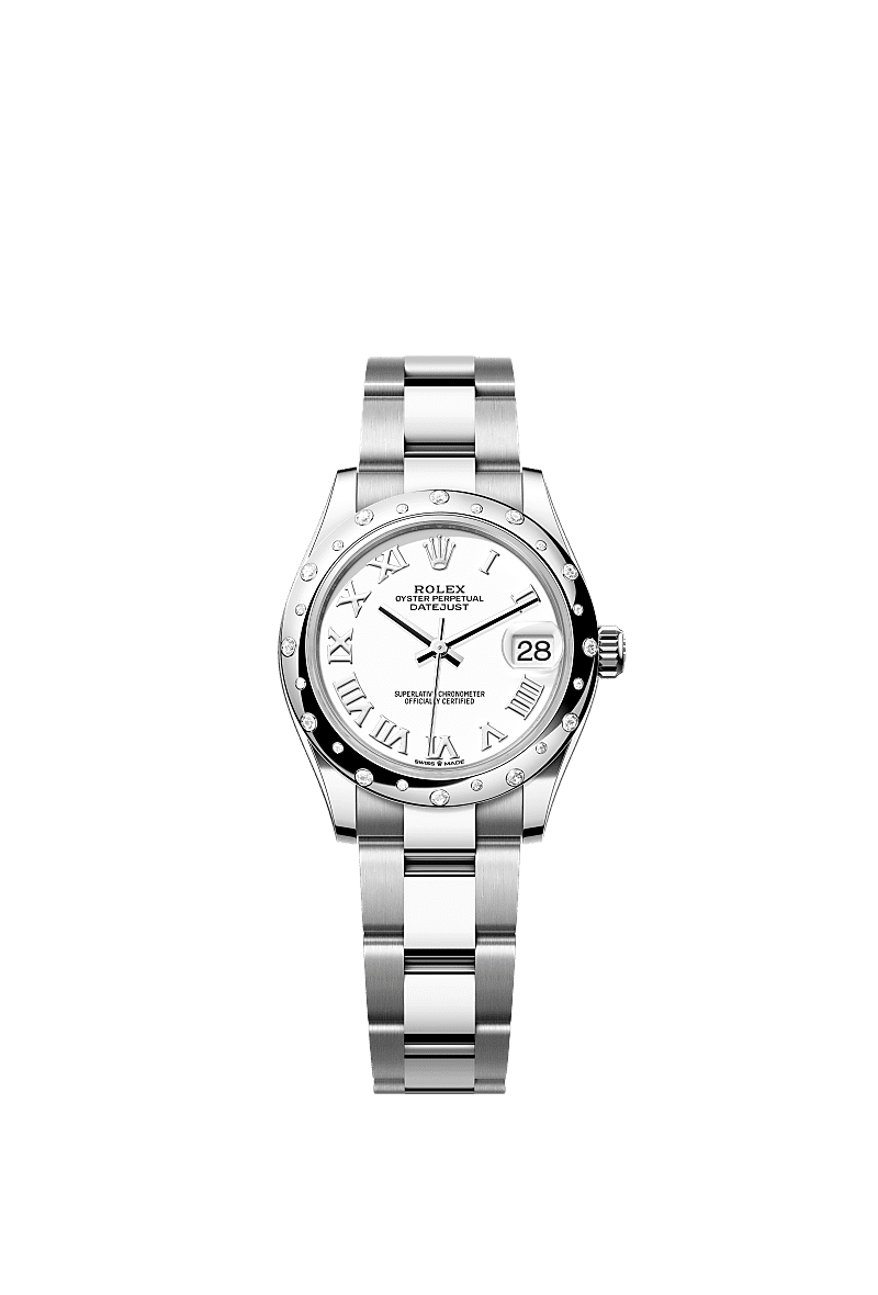 Rolex - Datejust 31 Stainless Steel Domed Diamond / Oyster / White - Roman — Ref. 278344RBR