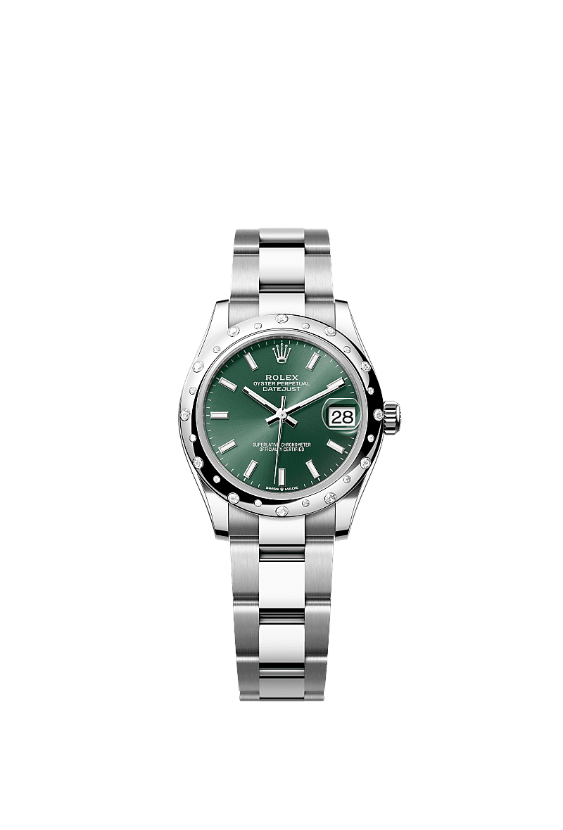 Rolex - Datejust 31 Stainless Steel Domed Diamond / Oyster / Green — Ref. 278344RBR