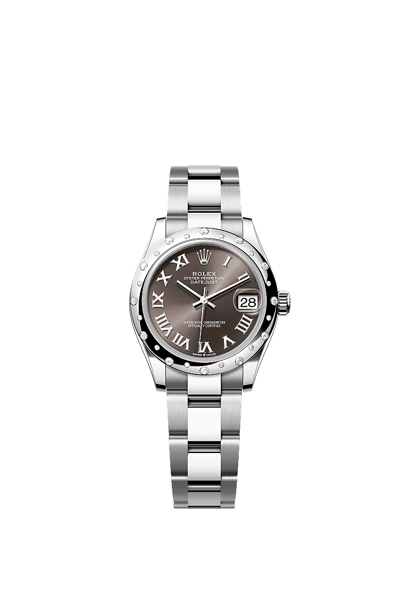 Rolex - Datejust 31 Stainless Steel Domed Diamond / Oyster / Grey - Roman — Ref. 278344RBR