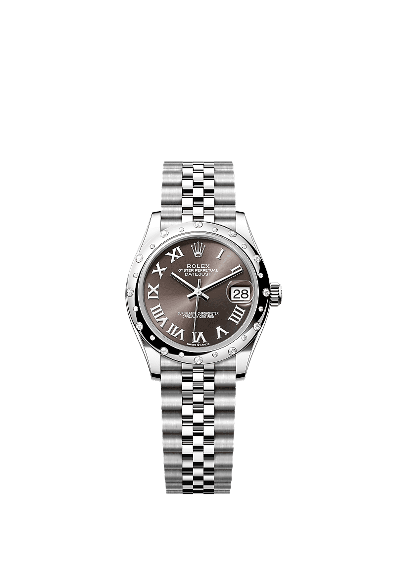 Rolex - Datejust 31 Stainless Steel Domed Diamond / Jubilee / Grey - Roman — Ref. 278344RBR