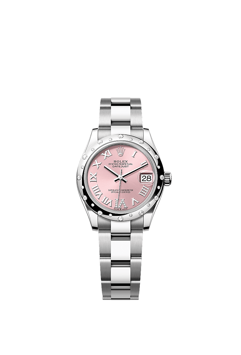 Rolex - Datejust 31 Stainless Steel Domed Diamond / Oyster / Pink - Roman — Ref. 278344RBR