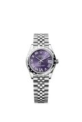 Rolex - Datejust 31 Stainless Steel Domed Diamond / Jubilee / Aubergine - Roman — Ref. 278344RBR