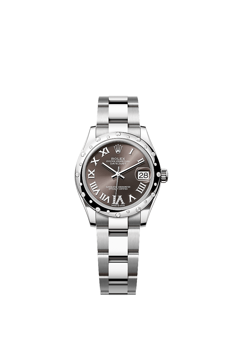 Rolex - Datejust 31 Stainless Steel Domed Diamond / Oyster / Grey - Roman — Ref. 278344RBR