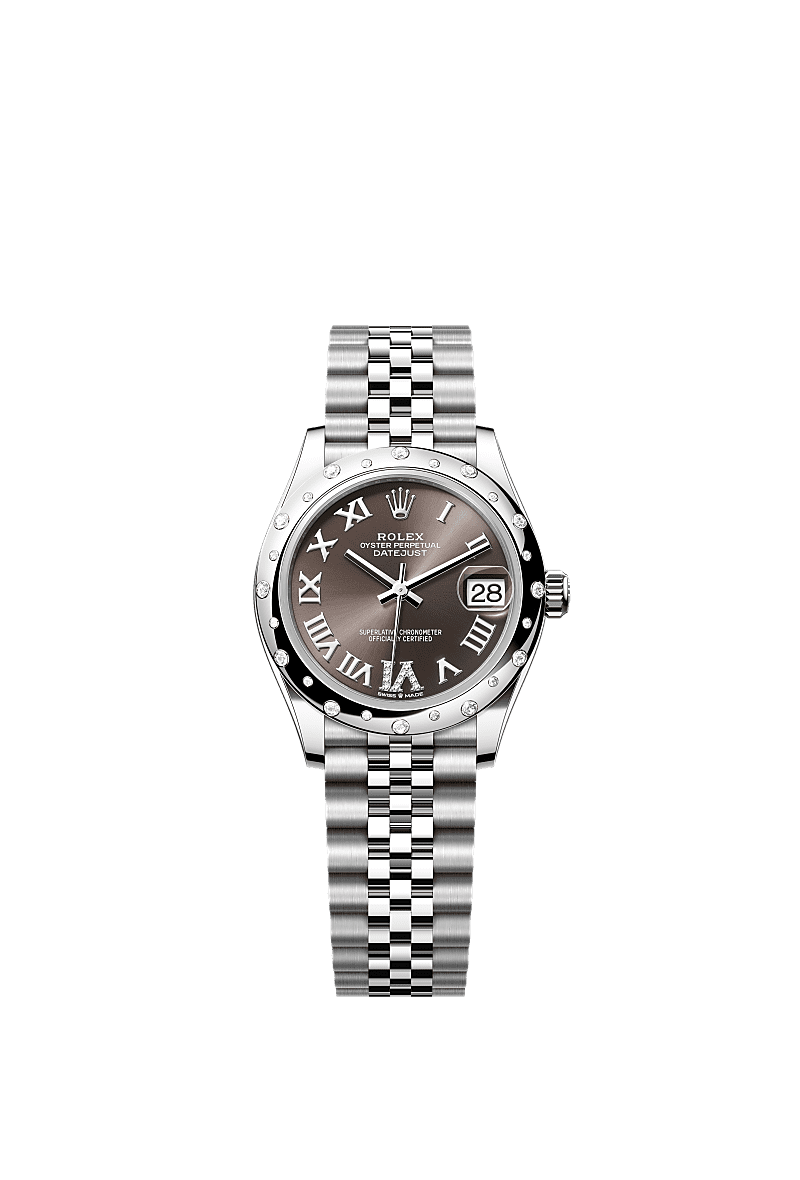 Rolex - Datejust 31 Stainless Steel Domed Diamond / Jubilee / Grey - Roman — Ref. 278344RBR